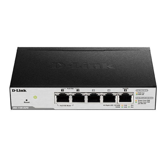 D-Link DGS-1100-05PD v2 Managed L2 PoE Switch με 5 Θύρες Gigabit (1Gbps) Ethernet