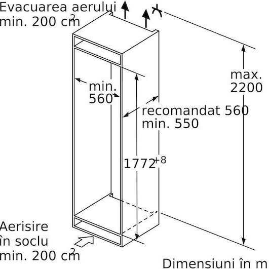 Bosch Εντοιχιζόμενο Μονόπορτο Ψυγείο 289lt Υ177.5xΠ55.8xΒ54.5εκ. Λευκό KIF81PFE0