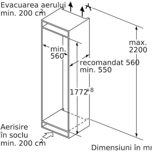 Bosch Εντοιχιζόμενο Μονόπορτο Ψυγείο 289lt Υ177.5xΠ55.8xΒ54.5εκ. Λευκό KIF81PFE0