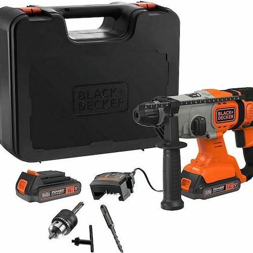 Black & Decker Κρουστικό Σκαπτικό Πιστολέτο Μπαταρίας 18V 2x2.5Ah με Υποδοχή SDS Plus