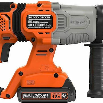 Black & Decker Κρουστικό Σκαπτικό Πιστολέτο Μπαταρίας 18V 2x2.5Ah με Υποδοχή SDS Plus