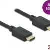DeLock HDMI 1.3 Braided / Free Angle (180°) Cable HDMI male - HDMI male 2m Μαύρο