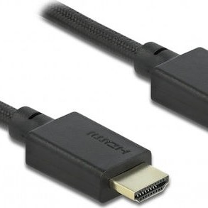 DeLock HDMI 2.1 Braided Cable HDMI male - HDMI male 2.5m Μαύρο