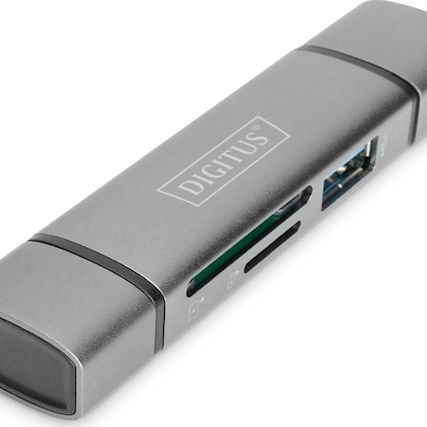 Digitus Card Reader USB 3.0 Type-C για SD/microSD Γκρι