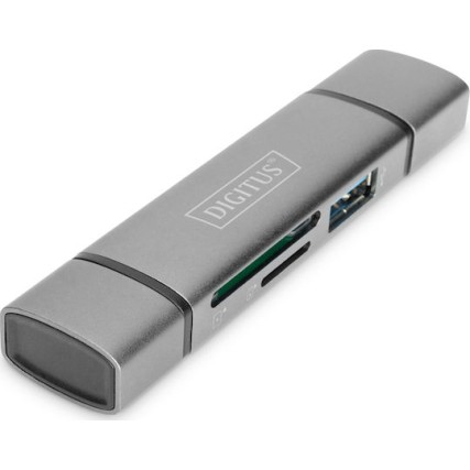 Digitus Card Reader USB 3.0 Type-C για SD/microSD Γκρι