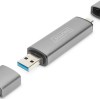 Digitus Card Reader USB 3.0 Type-C για SD/microSD Γκρι