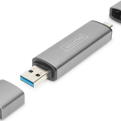 Digitus Card Reader USB 3.0 Type-C για SD/microSD Γκρι