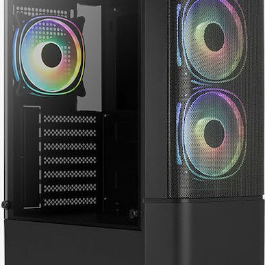 Aerocool Quantum Mesh v3 Gaming Midi Tower Κουτί Υπολογιστή με Πλαϊνό Παράθυρο και RGB Φωτισμό Μαύρο
