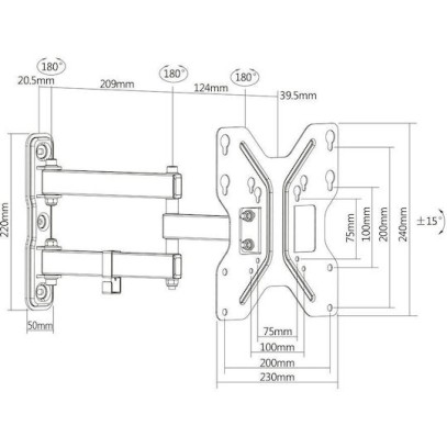 Digitus DA-90357 Βάση Τηλεόρασης Τοίχου με Βραχίονα έως 42