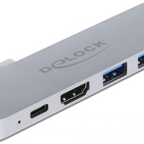 DeLock Docking Station με Διπλό USB-C HDMI 4K PD Γκρι (87753)