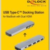 DeLock Docking Station με Διπλό USB-C HDMI 4K PD Γκρι (87753)