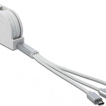 DeLock Retractable USB to Lightning / Type-C / micro USB Cable Λευκό 0.98m (85850)