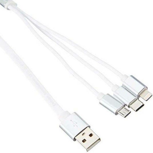 DeLock Retractable USB to Lightning / Type-C / micro USB Cable Λευκό 0.98m (85850)