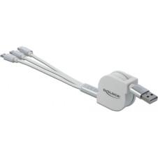 DeLock Retractable USB to Lightning / Type-C / micro USB Cable Λευκό 0.98m (85850)
