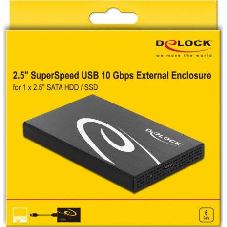 DeLock External Enclosure for HDD/SSD 2.5″ Μαύρο
