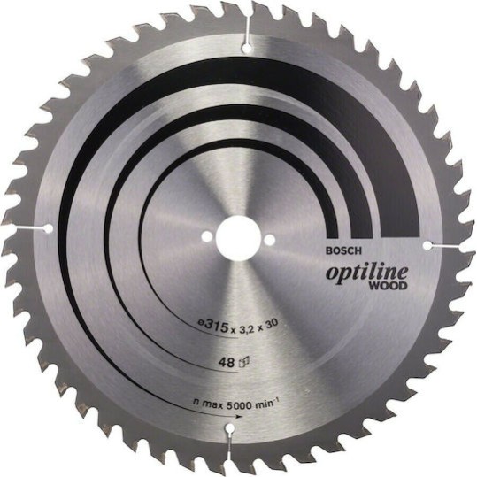 Bosch Δίσκος Κοπής Ξύλου με 48 Δόντια 315mm 2608640673