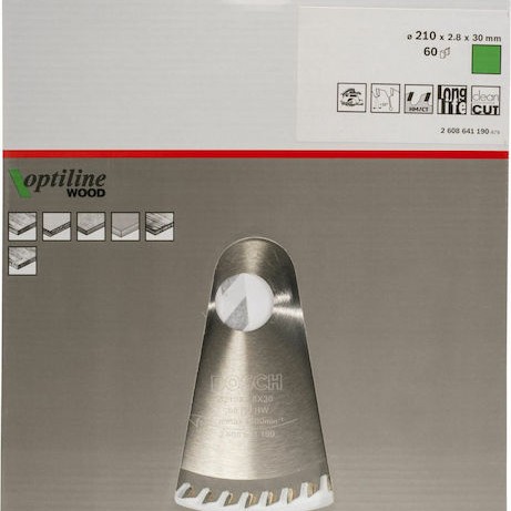 Bosch OP WO H Δίσκος Κοπής Ξύλου με 60 Δόντια 210mm 2608641190