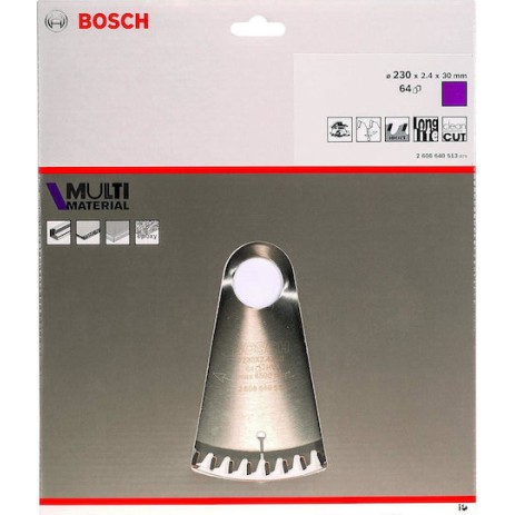 Bosch Δίσκος Κοπής Ξύλου με 64 Δόντια 230mm 2608640513