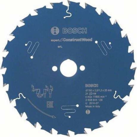Bosch Δίσκος Κοπής Ξύλου με 24 Δόντια 160mm 2608644136