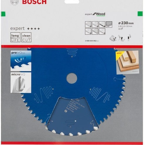 Bosch Circular Δίσκος Κοπής Ξύλου με 36 Δόντια 230mm 2608644062