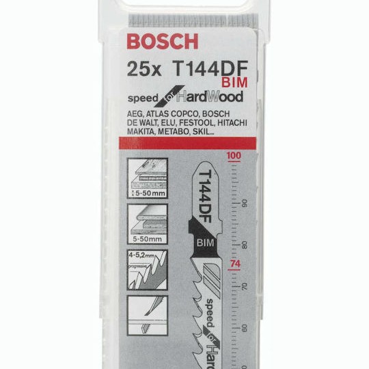 Bosch T144 DF Λάμες για Ξύλο 100mm 25τμχ