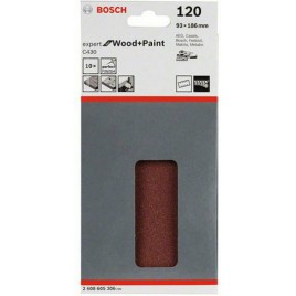 Bosch Φύλλο Λείανσης Παλμικού Τριβείου K120 με Τρύπες 93x186mm Σετ 10τμχ