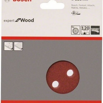 Bosch Φύλλο Λείανσης Έκκεντρου Τριβείου K120 με Τρύπες 125x125mm Σετ 5τμχ