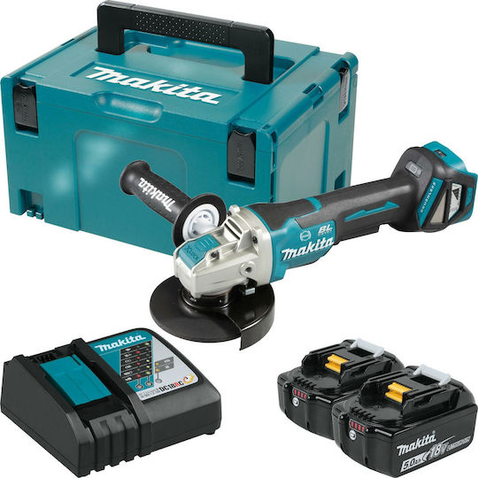 Makita Τροχός 125mm Μπαταρίας Brushless με Ρύθμιση Στροφών 2x5Ah