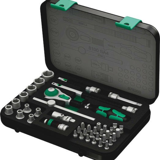 Wera 8100 SA 4 Speed Ratchet Set Καστάνια με Καρυδάκια 1\4