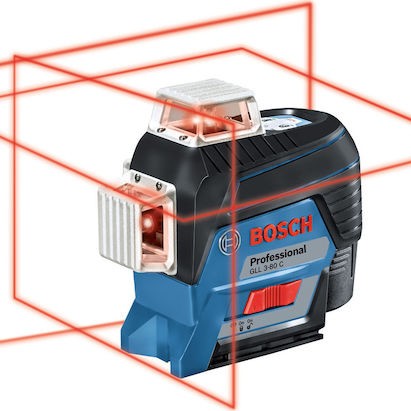 Bosch GLL 3-80 C Professional Αυτορυθμιζόμενο Γραμμικό Αλφάδι Laser Κόκκινης Δέσμης 12V με Εύρος Εργασίας 30m