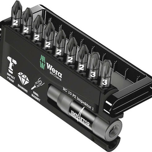 Wera Σετ 10 Μύτες Κατσαβιδιού Αστέρι Σετ Impaktor 1