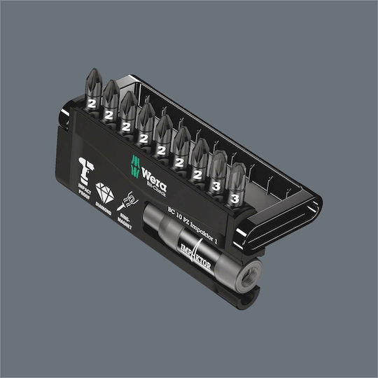 Wera Σετ 10 Μύτες Κατσαβιδιού Αστέρι Σετ Impaktor 1