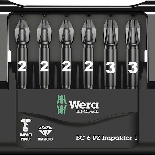 Wera Σετ 6 Μύτες Κατσαβιδιού Αστέρι Bit Check 6 PZ Impaktor 1