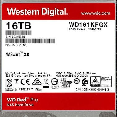 Western Digital Red Pro 16TB HDD Σκληρός Δίσκος 3.5