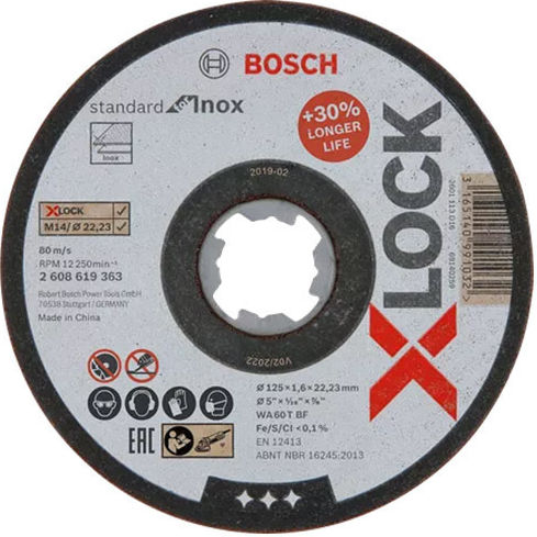 Bosch X-lock Standard Δίσκος Κοπής Μετάλλου 125mm 2608619363