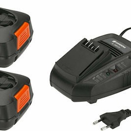 Gardena Σετ 2 Μπαταριών Εργαλείου Λιθίου 18V Χωρητικότητας 2.5Ah με Φορτιστή