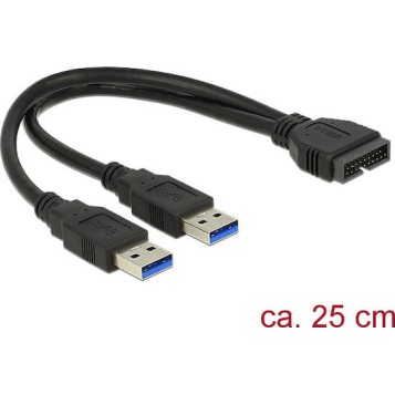DeLock USB 3.0 pinheader male - 2x USB 3.0 male 0.25m