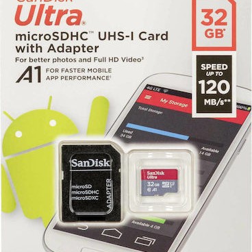 Sandisk Ultra microSDHC 32GB U1 A1 with Adapter Camera