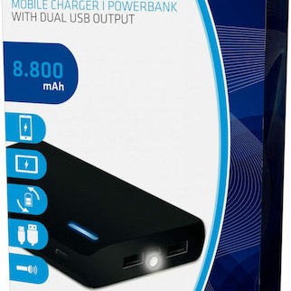 MediaRange MR752 Power Bank 8800mAh με 2 Θύρες USB-A Μαύρο