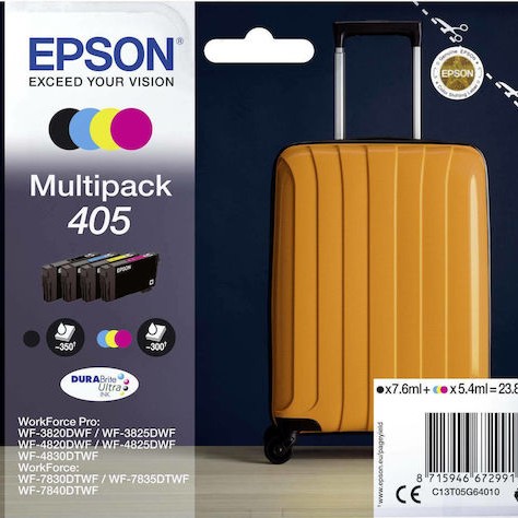 Epson 405 Γνήσιο Πακέτο 4 Μελανιών Εκτυπωτή InkJet Κίτρινο / Κυανό / Ματζέντα / Μαύρο (C13T05G64010)