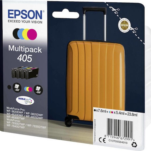 Epson 405 Γνήσιο Πακέτο 4 Μελανιών Εκτυπωτή InkJet Κίτρινο / Κυανό / Ματζέντα / Μαύρο (C13T05G64010)