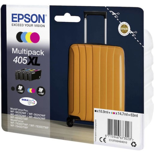 Epson 405XL Γνήσιο Πακέτο 4 Μελανιών Εκτυπωτή InkJet Κίτρινο / Κυανό / Ματζέντα / Μαύρο (C13T05H64010)