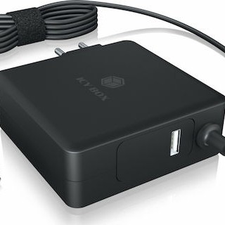 Icy Box Φορτιστής με Ενσωματωμένο Καλώδιο USB-C 90W Power Delivery Μαύρος (IB-PS101-PD)