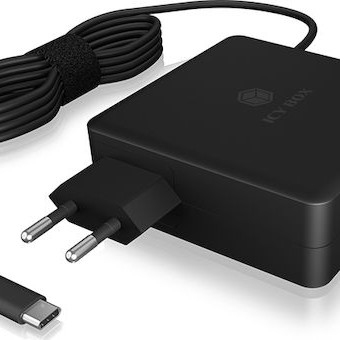 Icy Box Φορτιστής με Ενσωματωμένο Καλώδιο USB-C 90W Power Delivery Μαύρος (IB-PS101-PD)
