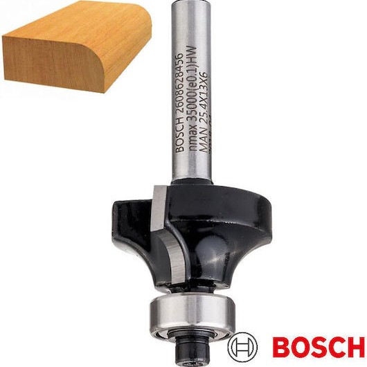 Bosch 2608628456 Κοπτικό Ρούτερ Φρεζα Στρογγυλέματος Δίκοπη D 25,4 Mm R 6,3 Mm Αξονα 8mm