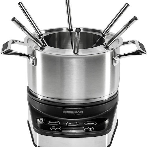 Rommelsbacher F 1200 Σκεύος για Φοντύ Ηλεκτρικό από Ανοξείδωτο Ατσάλι 6 Ατόμων Ασημί 1200W 29x23.5x27εκ.