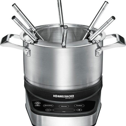 Rommelsbacher F 1200 Σκεύος για Φοντύ Ηλεκτρικό από Ανοξείδωτο Ατσάλι 6 Ατόμων Ασημί 1200W 29x23.5x27εκ.