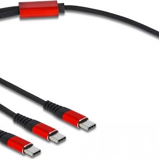 DeLock Regular USB to 3x Type-C Cable Μαύρο 0.3m (86712)