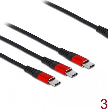 DeLock Regular USB to 3x Type-C Cable Μαύρο 0.3m (86712)