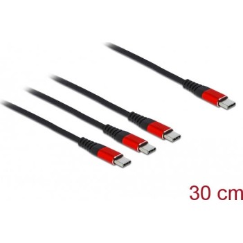 DeLock Regular USB to 3x Type-C Cable Μαύρο 0.3m (86712)